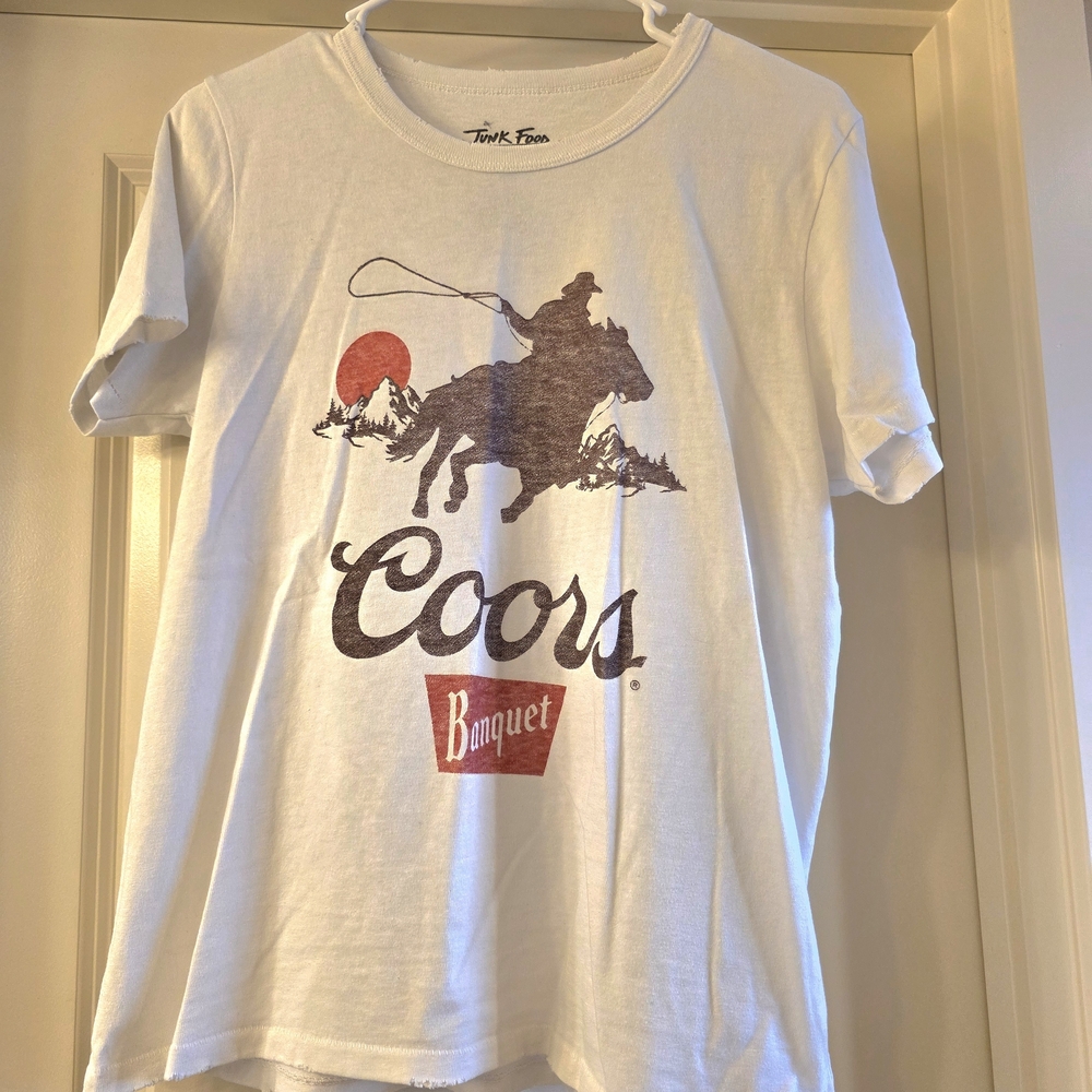 Junk Food Clothing White Womens Coors Graphic Tee with Red Accent